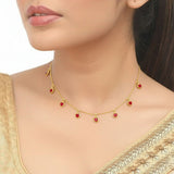 Stylish Gold Plated Stone Hanging Choker Necklace