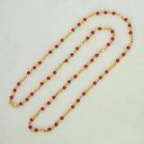 Gold Plated Coral Red Beads Chain