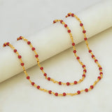 Gold Plated Coral Red Beads Chain