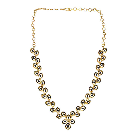 Alluring Gold Plated CZ Leaf Necklace