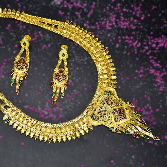Alluring Gold Plated Muslim Lappa Long Necklace Set