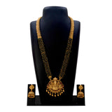 Ethnic Antique Matte Lakshmi Temple Beaded Long Necklace Set