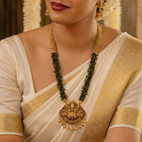 Ethnic Antique Matte Lakshmi Temple Beaded Long Necklace Set
