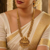 Ethnic Antique Matte Lakshmi Temple Beaded Long Necklace Set