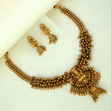 Antique Gold Plated Lakshmi Gunghroo Necklace Set- Gold