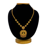 Antique Floral Semi-precious Stone Lakshmi Pendant Necklace