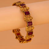 Astonishing Antique Gold Plated Red Stone Lakshmi Bangles