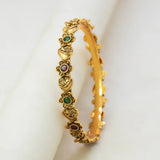Antique Heart Floral Kemp Stone Victorian Bangle