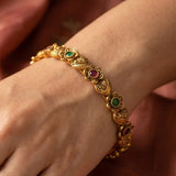 Antique Heart Floral Kemp Stone Victorian Bangle