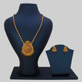 Antique Gold Plated Ball Chain Big Tear Drop Pendant Set- Multi Colour