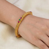 Antique Matte Kemp Multi Colour Stone Bangle
