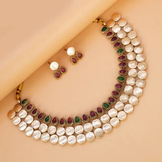 Antique Kemp Stone Lakshmi Kasu Choker Set