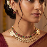 Antique Kemp Stone Lakshmi Kasu Choker Set