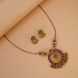 Exquisite Antique Gold Floral Stone Pendant Set