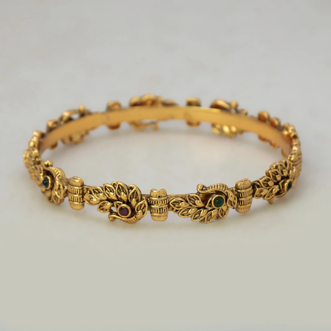 Antique Multi-colour Kemp Stone Peacock Bangle