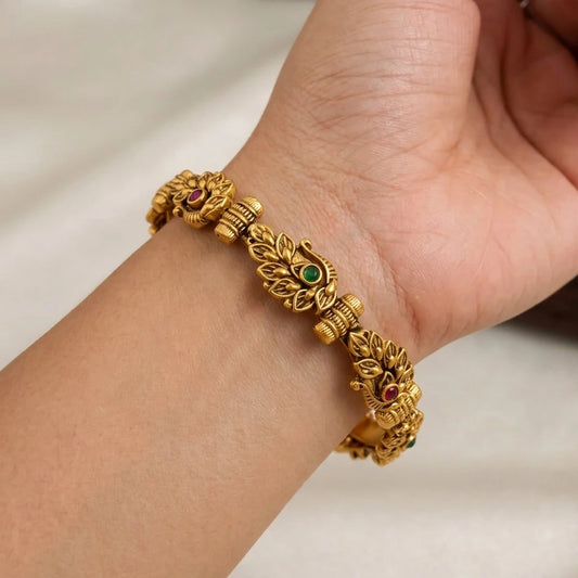 Antique Multi-colour Kemp Stone Peacock Bangle