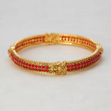 Antique Matte Lakshmi Coral Red Stone Bangle