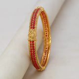 Antique Matte Lakshmi Coral Red Stone Bangle