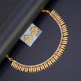 Matte Gold Plated Spike Designer Jasmine Choker Necklace Set