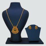 Antique Stone Floral Medallion Pendant Necklace Set
