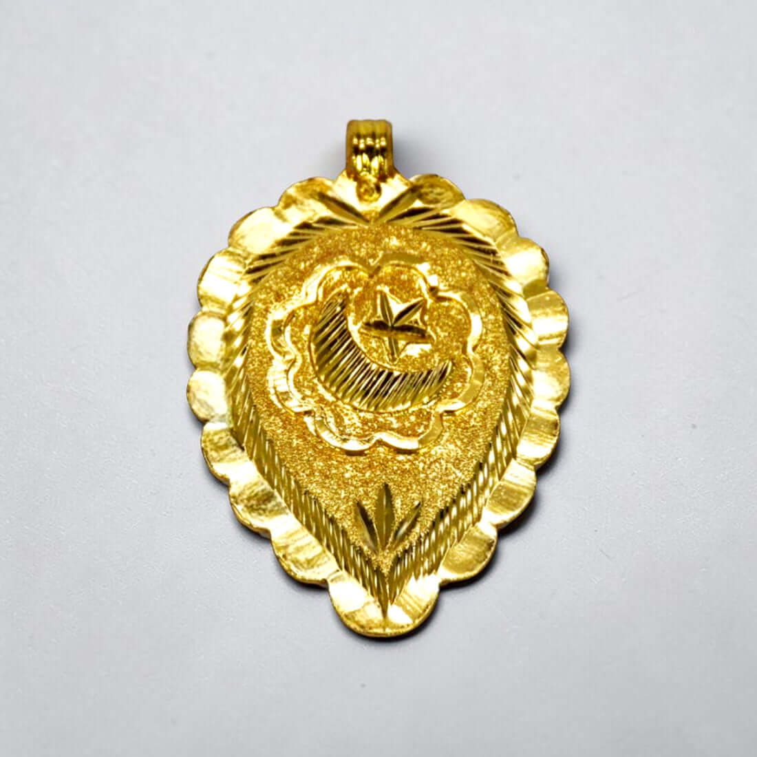 Big Gold Plated Crescent Thali Pendant