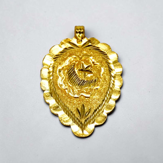 Big Gold Plated Crescent Thali Pendant