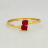 Gold Plated Big Red Stone Cuff Bangle
