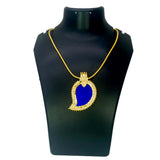 Classic Premium Gold Plated CZ Blue Mango Pendant showcasing a blue mango design with cubic zirconia stones.