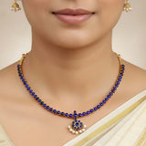 Blue Adiga Temple Jewellery Necklace 