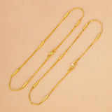 Gold Plated Box Chain Cylinder Design Anklets