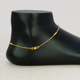 Gold Plated Box Chain Cylinder Design Anklets