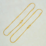 Gold Plated Box Chain Cylinder Design Anklets