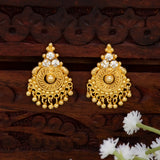 Gold Plated Bead Hanging Mesh CZ Stone Studs