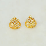 Gold Plated CZ Stone Crown Design Stud Earrings