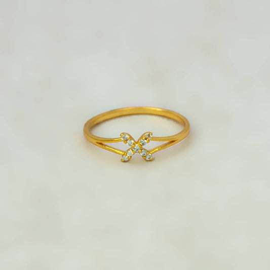 Gold-plated CZ Stone Butterfly Finger Ring