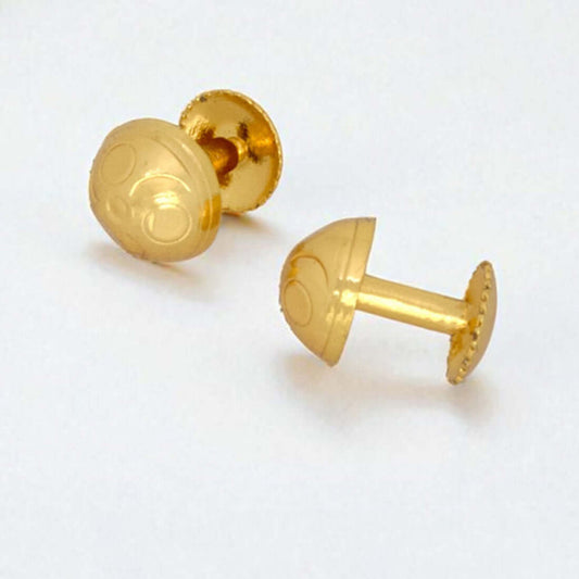 Classic Gold Plated Round Button Ear Studs