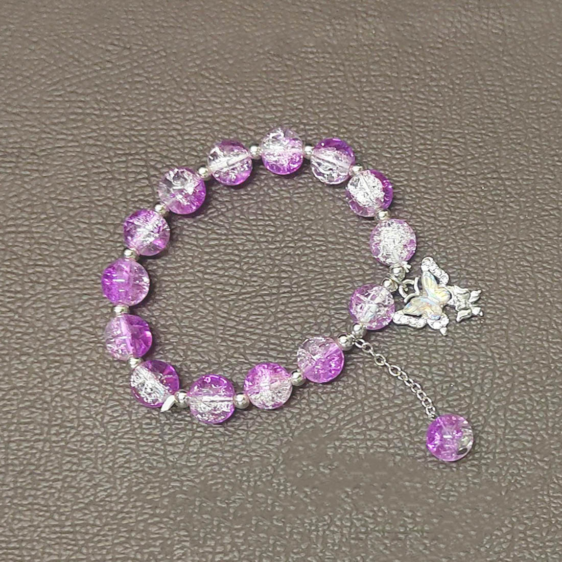 Crackle_Majenta_Crystal_Beaded_Butterfly_Charm_Bracelet