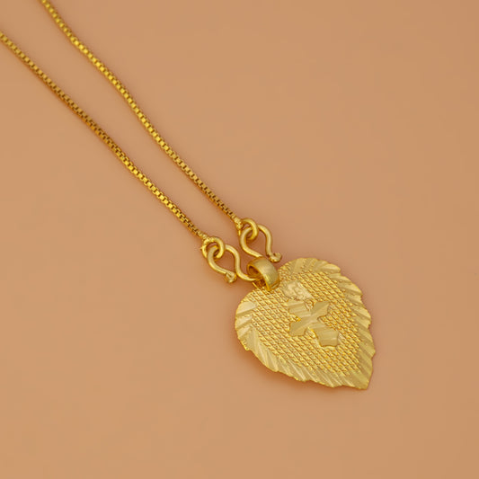 Gold Plated Heart Leaf Cross Pendant