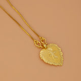 Gold Plated Heart Leaf Cross Pendant