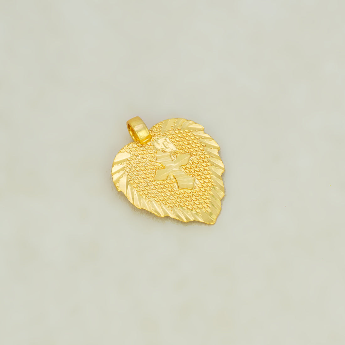 Gold Plated Heart Leaf Cross Pendant