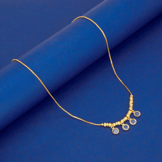 Stylish Gold Plated Crystal Hanging Beads Necklace