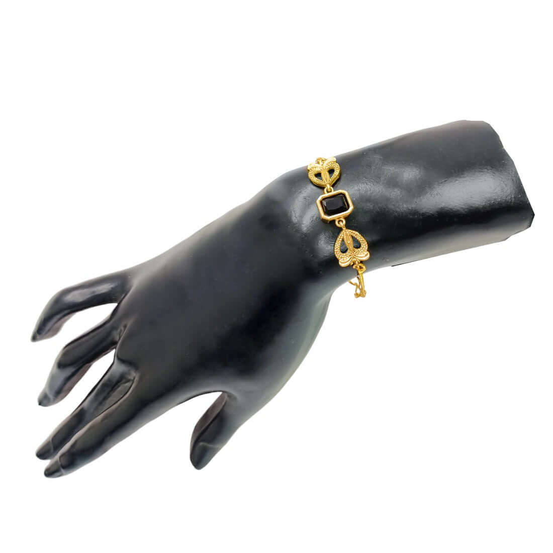 Cute Gold Plated Square Black Stone Ladies Bracelet