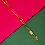 Elegant Gold Plated Cylindrical Stone Pendant Chain showcasing a stunning gem on a gold-plated box chain.