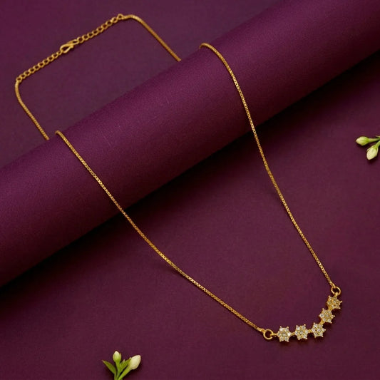 Gold Plated Five CZ Star Pendant Necklace