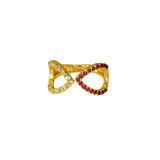 Dual-Triangle Gold Plated Ruby CZ Stone Finger Ring