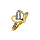 Dashing Gold Plated AD Stone Heart Love Finger Ring