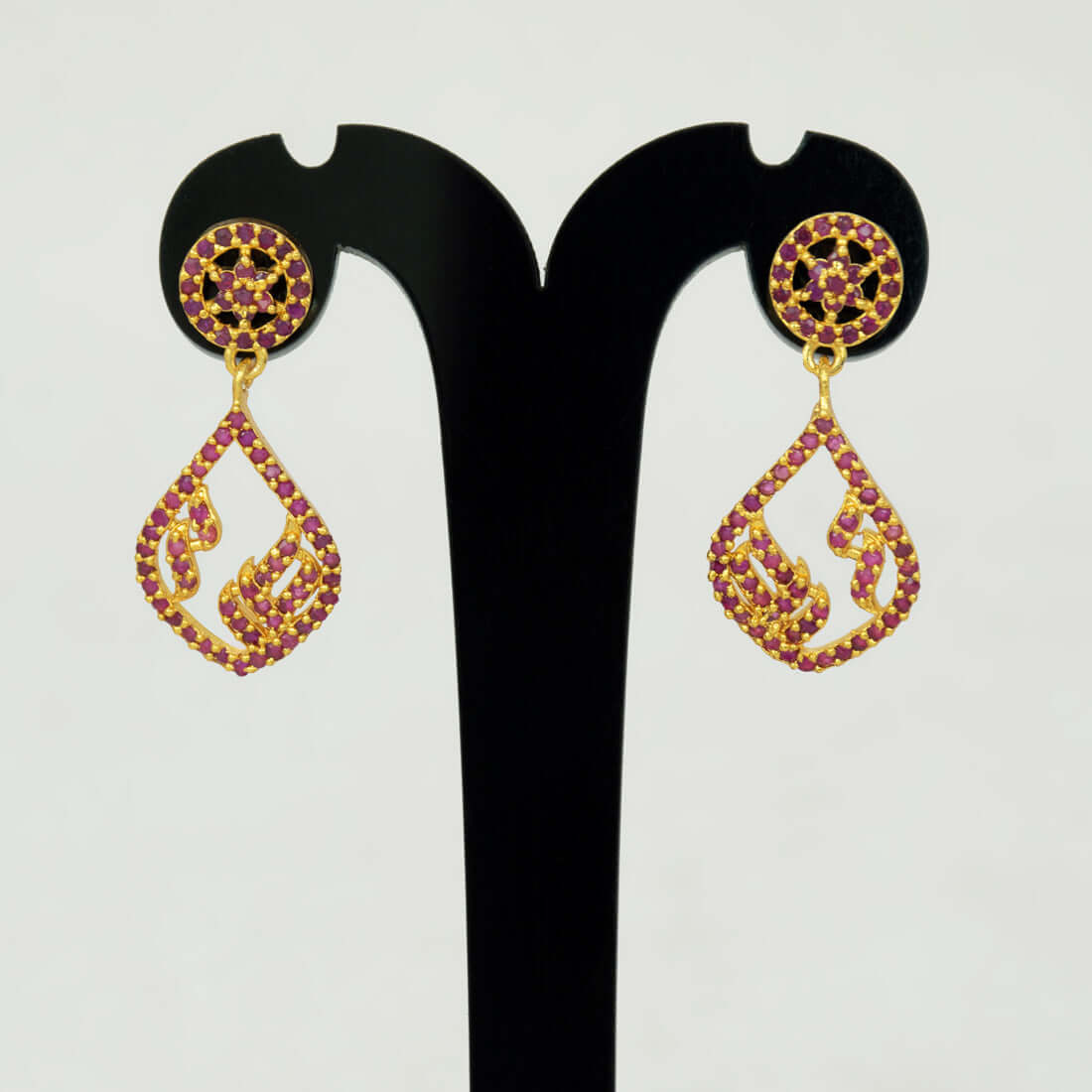 Ruby Stone Teardrop Drop Earrings