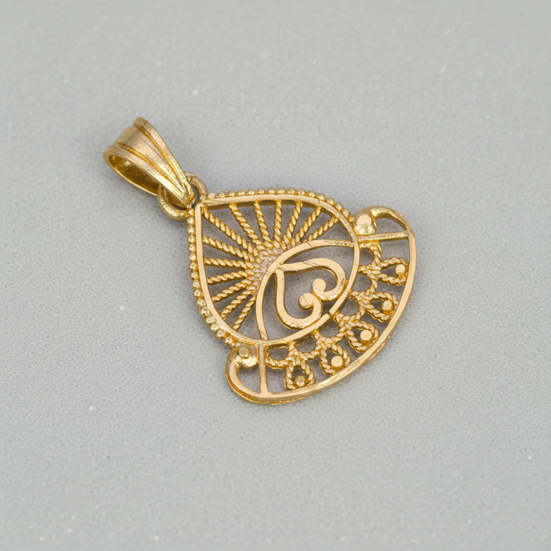 Elegant Gold Plated Sunrise Filigree Pendant