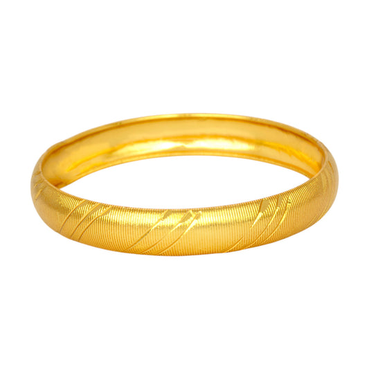 Gold Plated Medium Designer Lightweight Pipe Bangle with textured finish, perfect for daily wear.