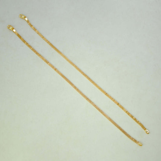 Elegant Gold Plated Three Line Box Chain Anklets